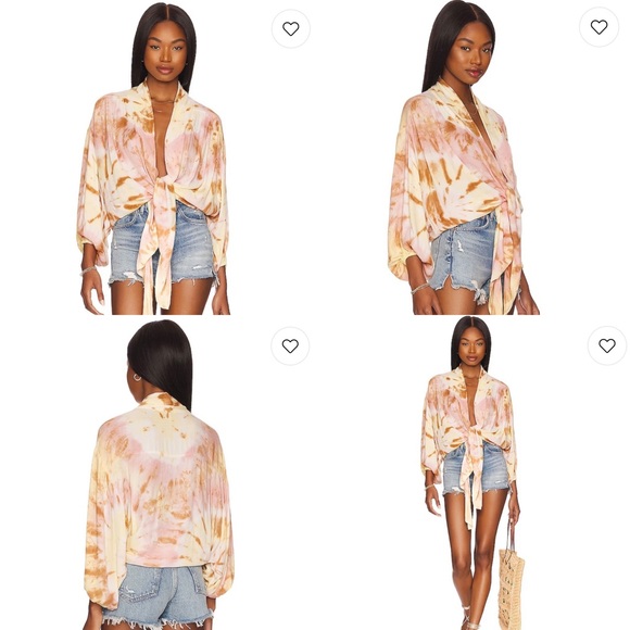 YFB Young Fabulous Broke Carmen Tie Dye tie open front top blouse - Picture 16 of 16